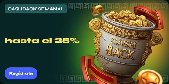 Banner promocional de Savaspin Casino con cashback semanal hasta 25%