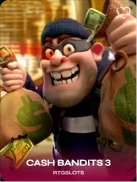Maskierter Bandit mit Geldsäcken, Cash Bandits 3 Slot