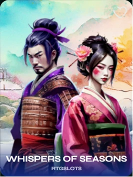 Whispers of Seasons slot game with samurai and geisha characters