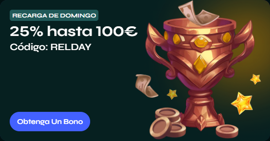 Bono de recarga de domingo Savaspin Casino: 25% hasta 100€ con código RELDAY