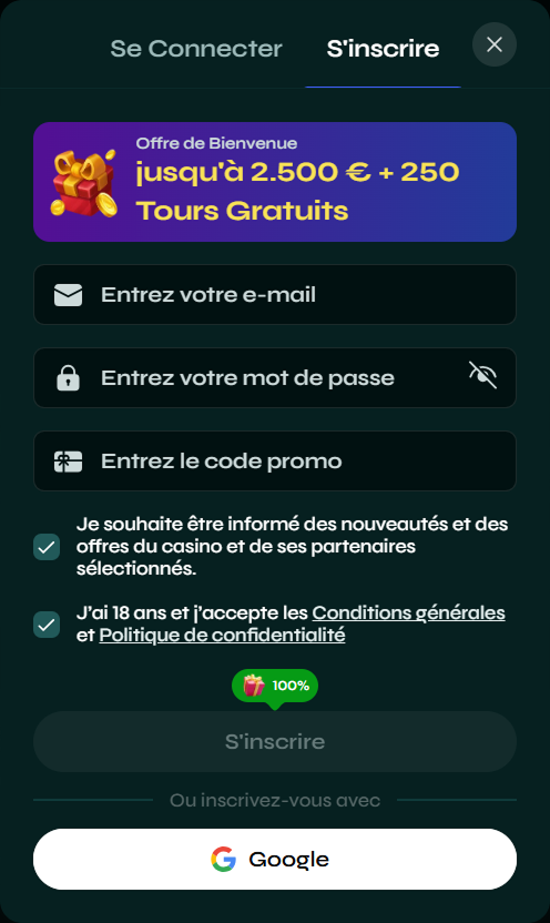 Savaspin Casino registro móvil con oferta de bienvenida de 2500€