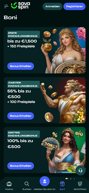 Boni Savaspin: bonos de hasta 1500€ y 100 giros gratis
