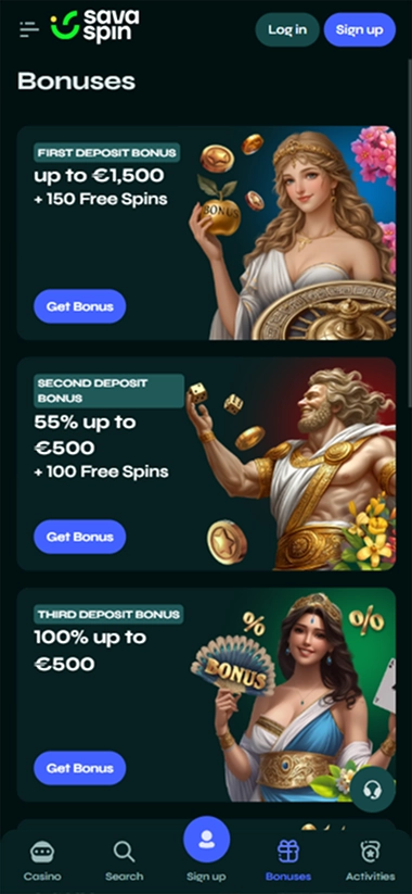 Savaspin Casino: bonos de primer, segundo y tercer depósito con tiradas gratis